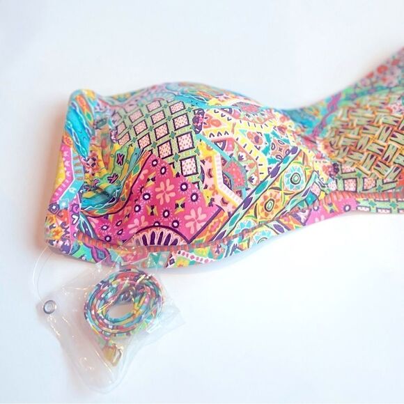 BLEU BY ROD BEATTIE Seriously Sunny Bandeau Bikini Top Multi swimsuit New - Picture 14 of 16